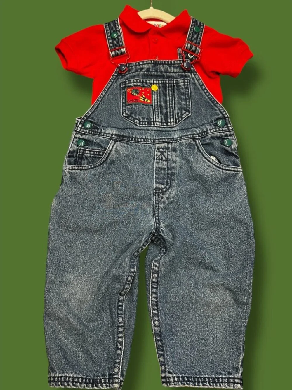 Vintage Rainbow Tag Gymboree Explore Overalls and shirt 2T